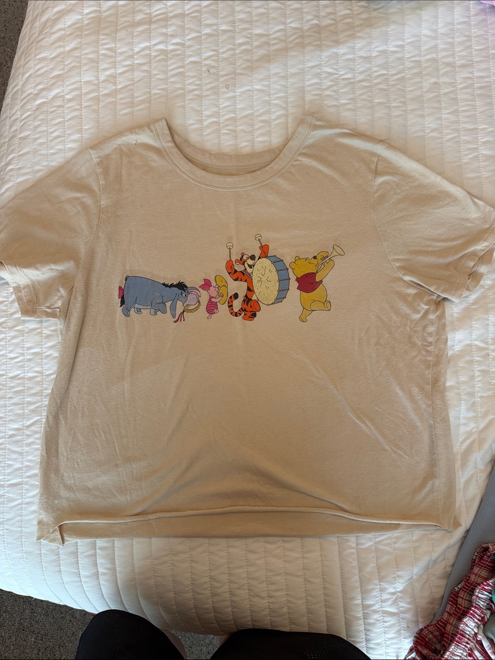 Disney Cream Winnie the Pooh Marching Band Graphic Tee cropped vintage style